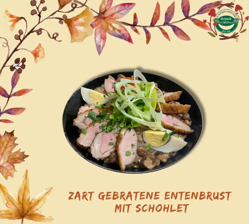 Zart gebratene Entenbrust mit Scholet